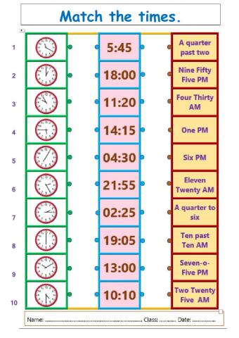 Match the times