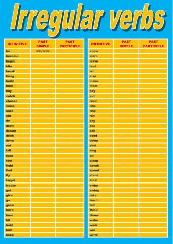 Irregular verbs test