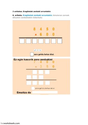 5-2-6 Eragiketak zenbaki arruntekin: Amaieran zeroak dituzten zenbakiekin biderkatu