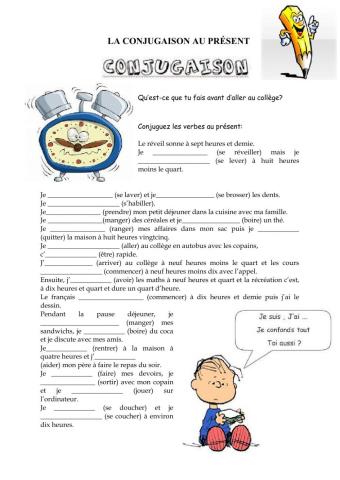 Français. Ma routine. Conjugaison.