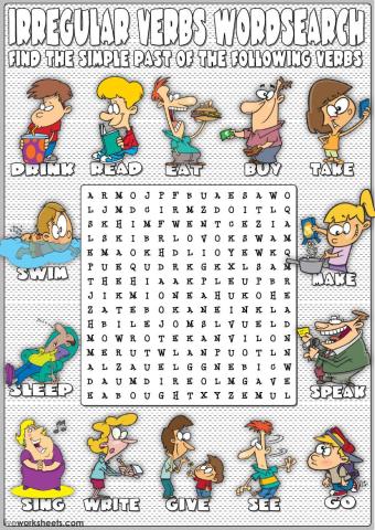 Irregular verbs wordsearch