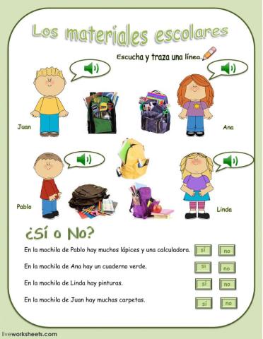 Los materiales escolares