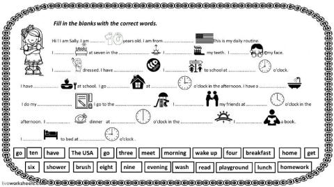 Daily Routine Cloze Test