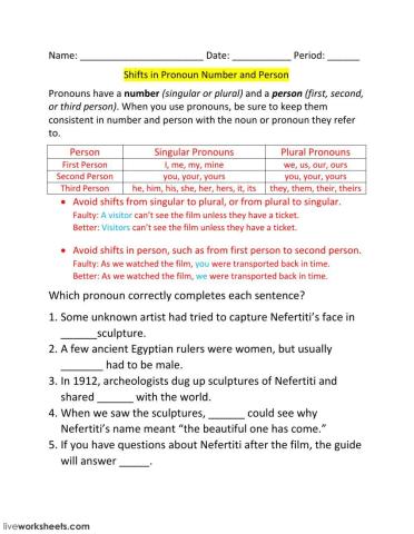 Lesson 5 - Shifts in Pronoun Number and Person