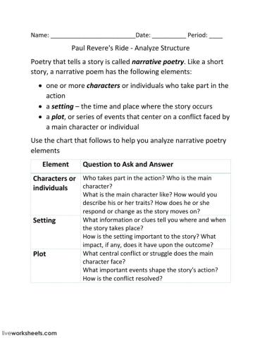 Paul Revere's Ride - Analyze Structure -1