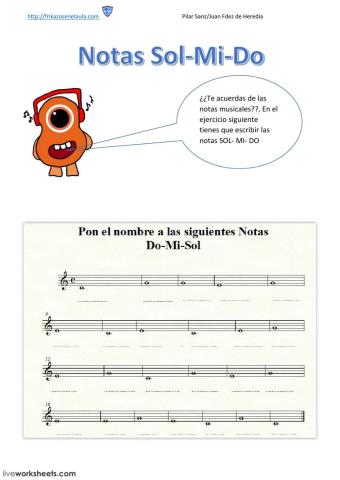 Pon el nombre a las notas musicales: Do,Mi,Sol