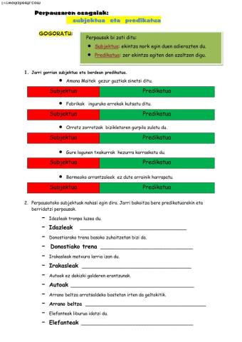 Subjektua eta predikatua