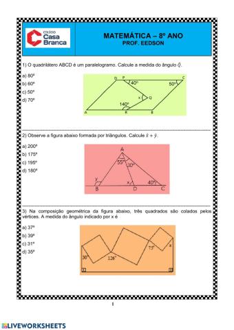 Atividades de geometria e desafios