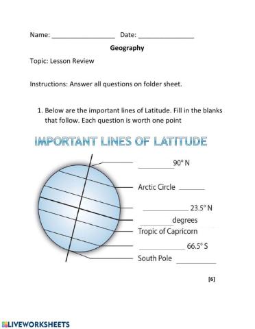 Important Latitude and Longitude Lines