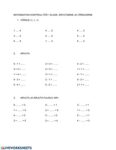 Arvutamine 5 piires