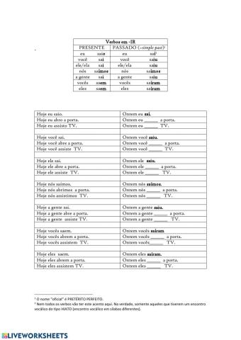 Pretérito - VERBOS EM -IR