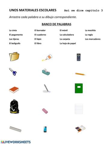 Unos materiales escolares