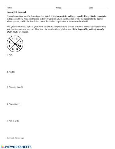 Lesson 10-6 Classwork