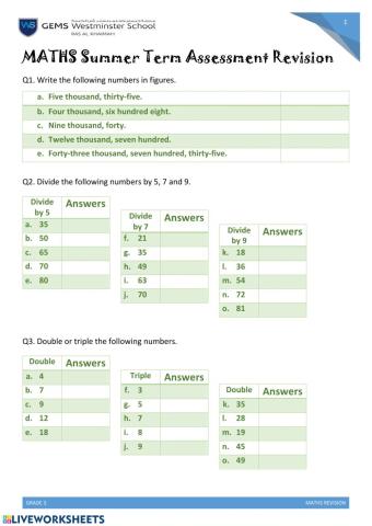 Maths Assessment Practice 2