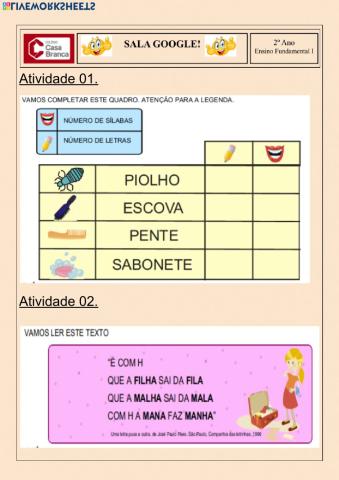 Revisão de sílabas, lh, partes da planta e multiplicação