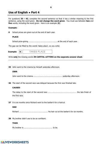 FCE sample exam