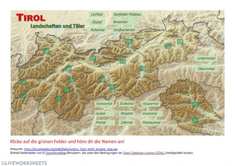 Tirol Landschaften und Täler (Lernen)