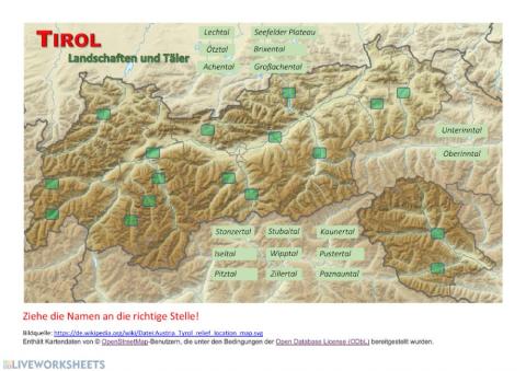 Tirol Landschaften und Täler (Üben1)