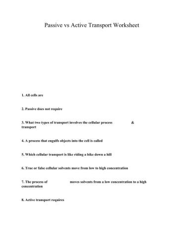 Active vs Passive Transport