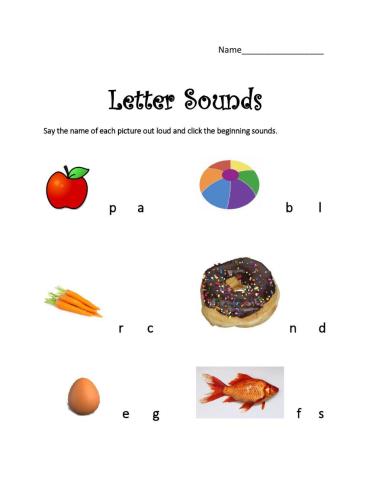 Beginning letter sounds