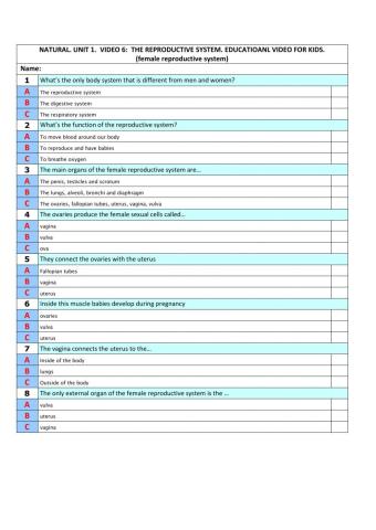 The Reproductive System. Test 6