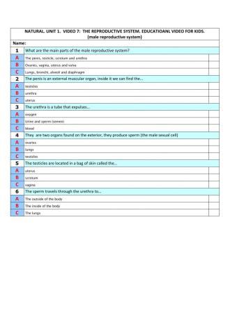 The Reproductive System (II). Test 7