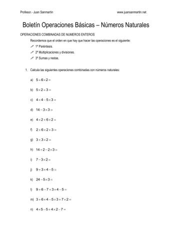 Sumas y Restas de Números Naturales