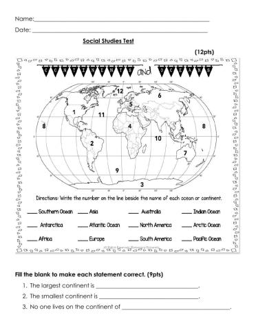 Continents and Oceans and Map Skills