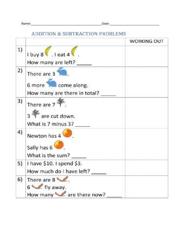 Simple Add and Subtract to 20