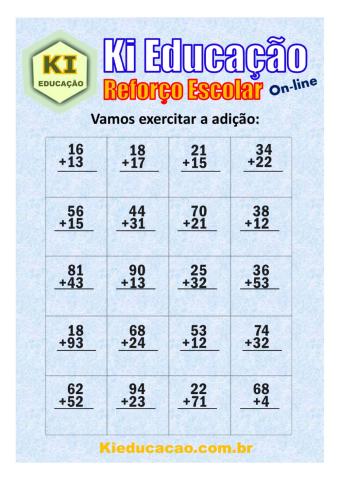 Exercicio de adição 2º ano