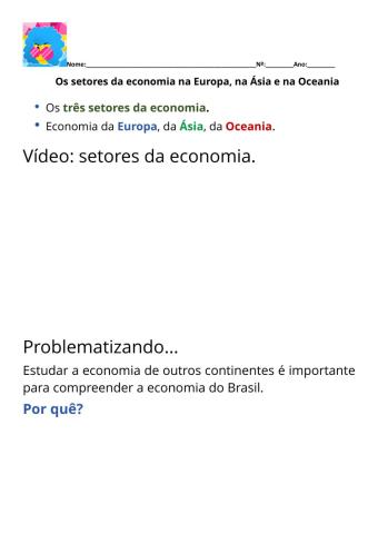 Os setores da economia na Europa, na Ásia e na Oceania