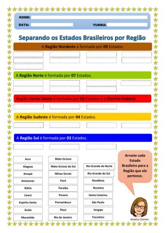 Separando os Estados Brasileiros por Região