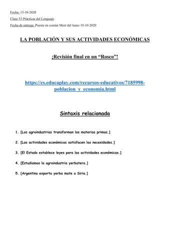 Sintaxis en -Población y actividades económicas-