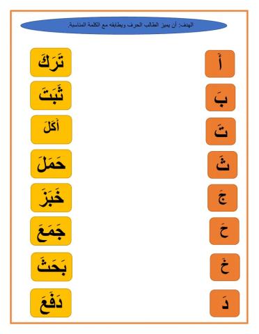 صل بين الكلمة والصورة