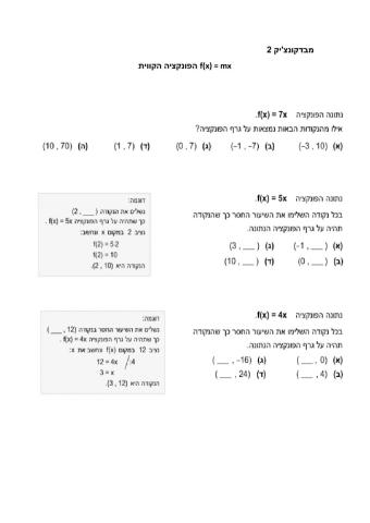 פונקציה- שיפוע m חיובי