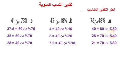 تقدير النسب المئوية