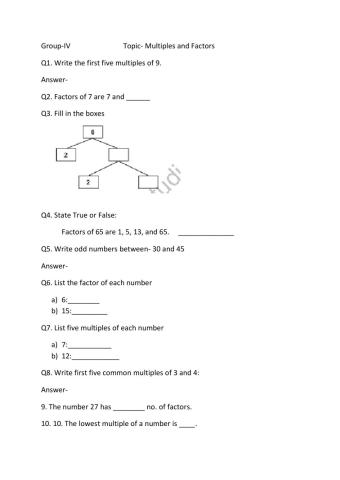 Multiples and Factors