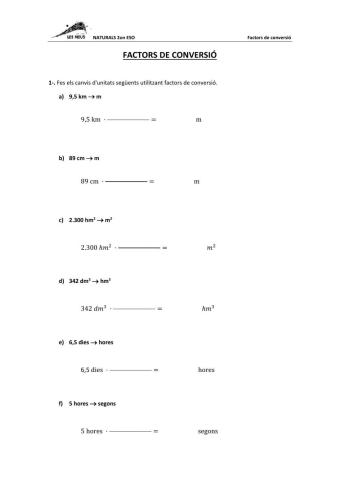 Factors de conversió - Part 1