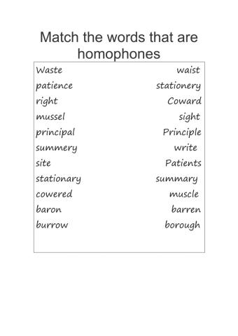 Homophones