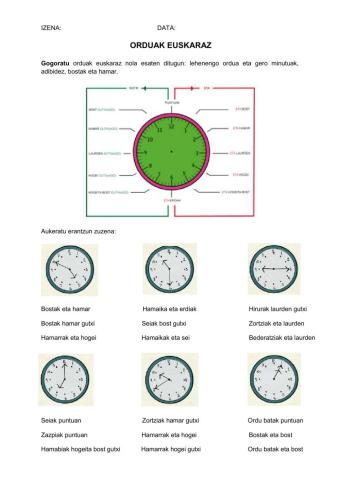 Orduak euskaraz