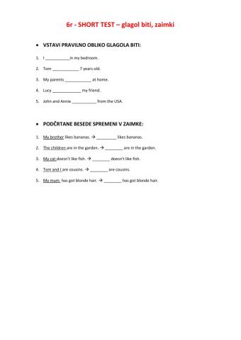 6r - Short test - biti, zaimki