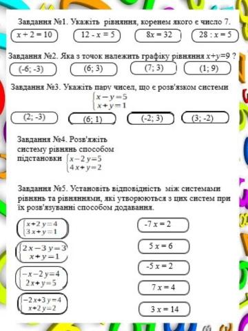 Тематична робота -Рівнянн та їх системи-