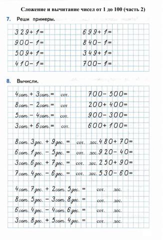 Тренажер, 3 класс. Сложение и вычитание чисел от 1 до 100
