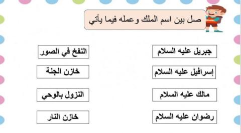 ورقة عمل الإيمان بالملائكة