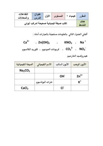 كتابة الصيغ الكيميائية