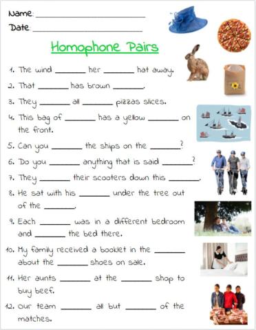 Homophone Exercise 1