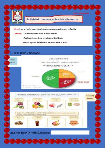 Leemos sobre los alimentos