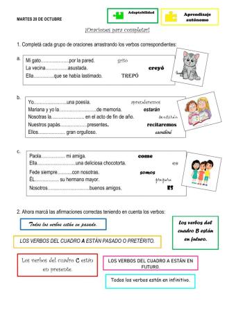 Verbos: tiempos verbales y concordancia gramatical