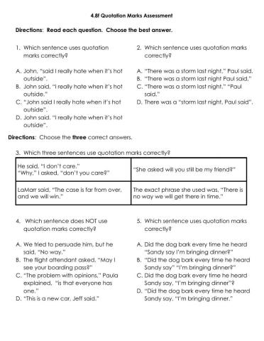 Quotation Marks Assessment