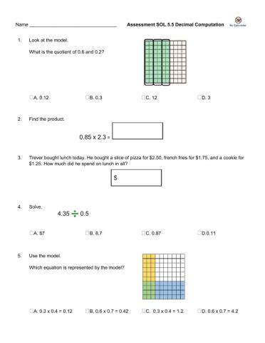 Decimals (5.5) Assessment